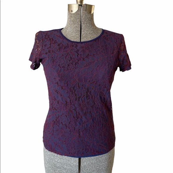 Truly Poppy Stitch Fix Lace Overlay Top Blouse - Picture 12 of 14